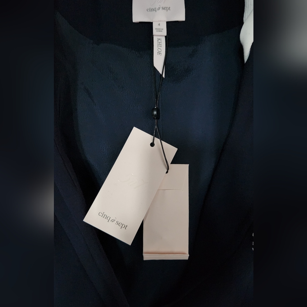 Cinq à Sept Dark Blue Blazer with White Hoodie Accent - Picture 3 of 3